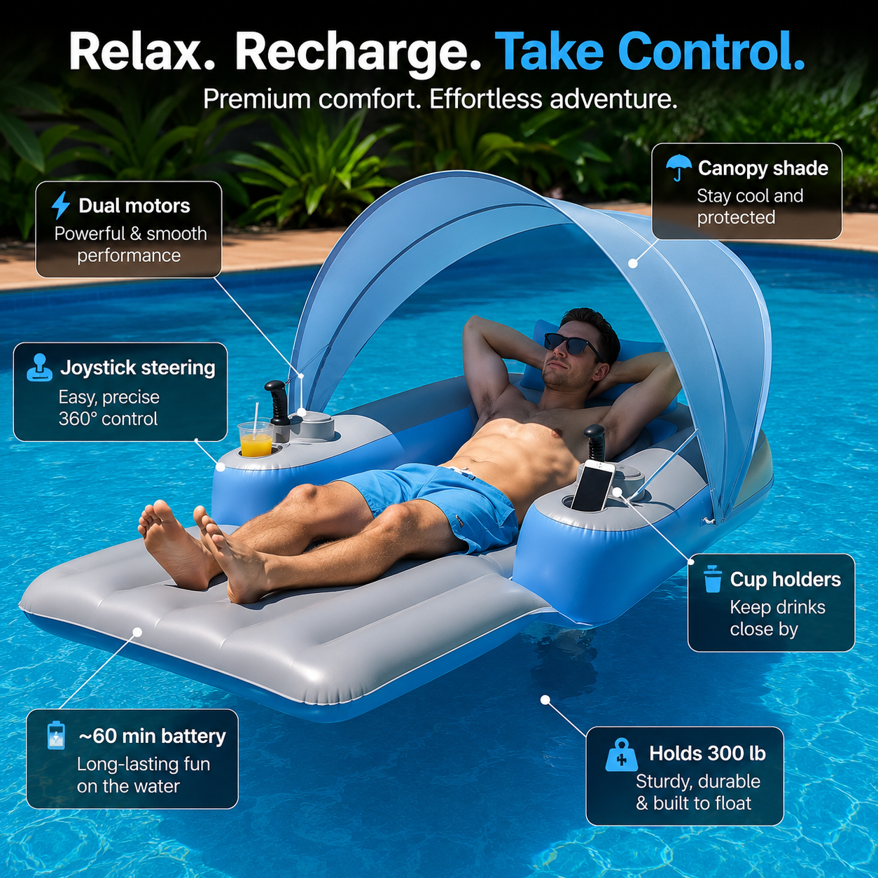 HELIOS Super Glide — Motorized Water Lounger